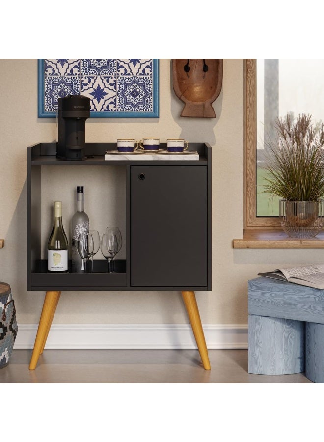 دولاب جانبي بتصميم ريترو لركن القهوة بباب واحد من لينوس، لون أسود - Image 3